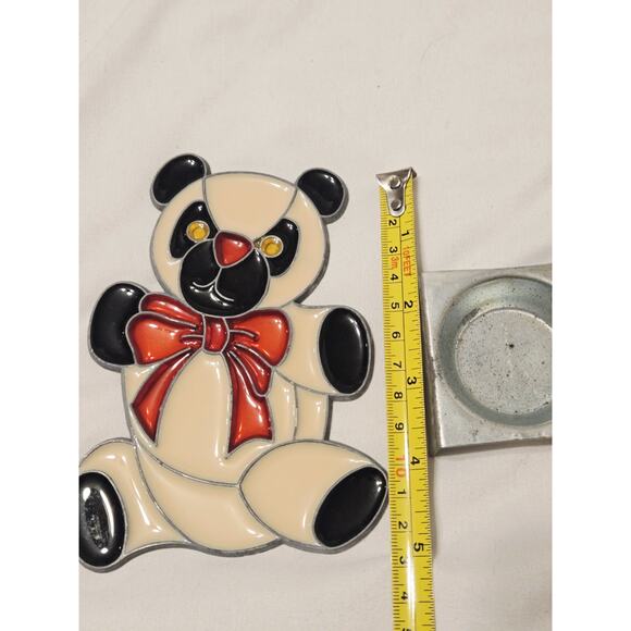 Tiffany Style Stained Glass Glo Candle, Stand & Box XMAS Panda Teddy Bear - Picture 3 of 5